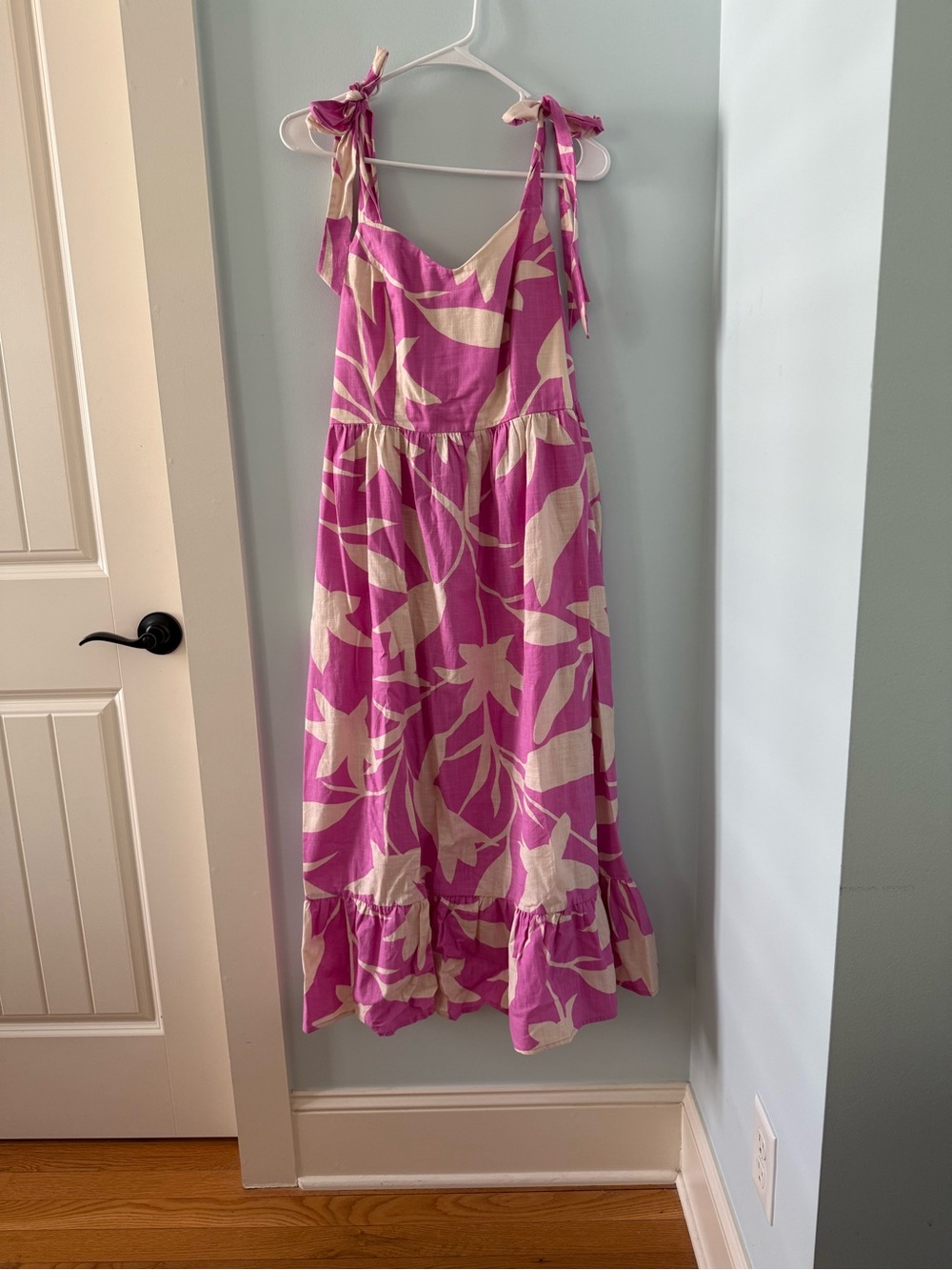 Mister Zimi Fuchsia Floral Tie-Shoulder Midi Dress